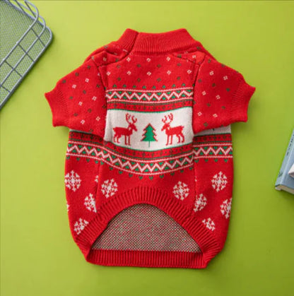 Christmas Tree Elk Design Dog Sweater – Festive Holiday Knit for Pets