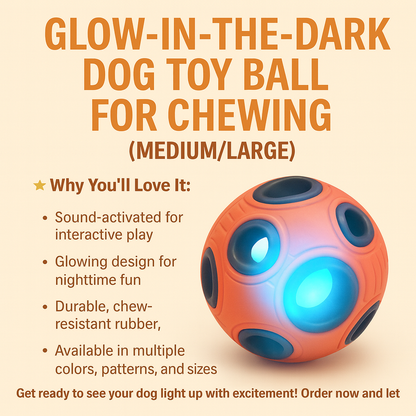 Glow-in-the-Dark Dog Toy Ball for Chewing (Medium/Large)
