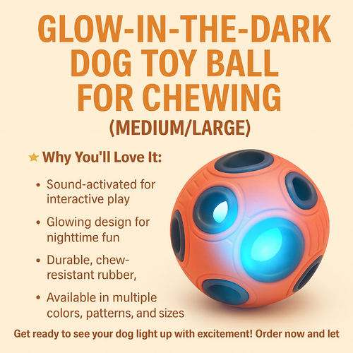 Glow-in-the-Dark Dog Toy Ball for Chewing (Medium/Large)